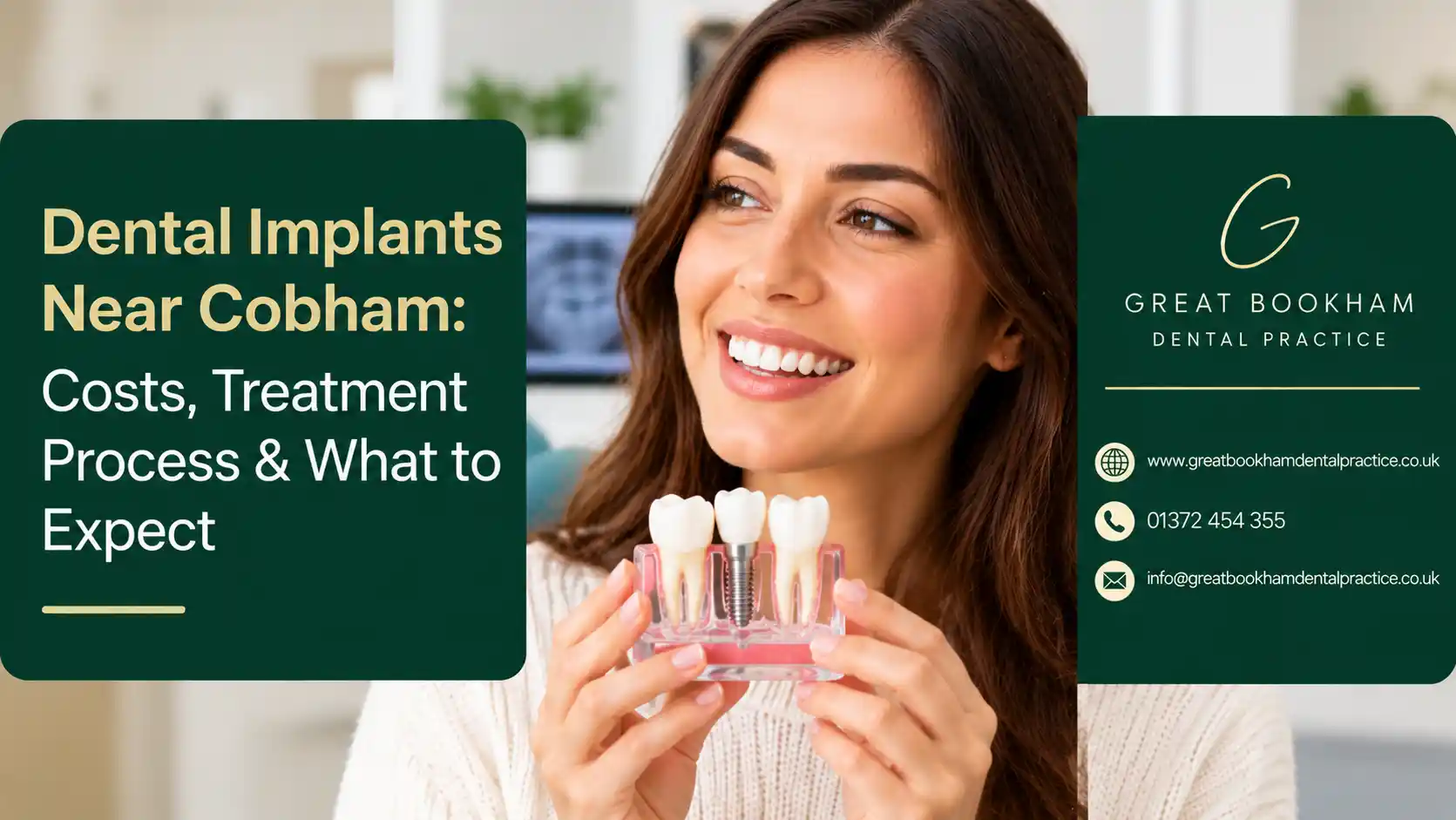 Great Bookham Dental Practice dental implants near Cobham showing dental implant treatment information