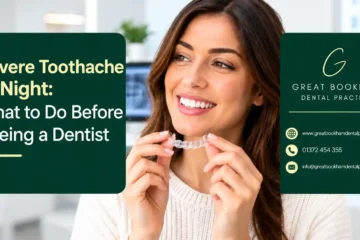 Severe toothache at night showing pain relief advice and when to seek emergency dental care at Great Bookham Dental Practice.